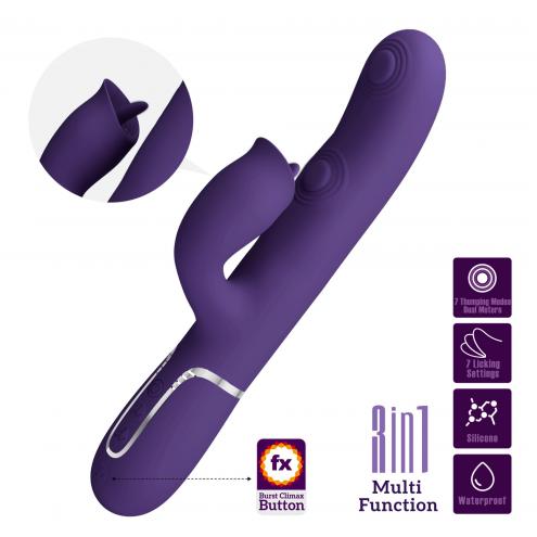 Вибратор PRETTY LOVE Gigi dark purple, 7 thumping functions 7 licking modes