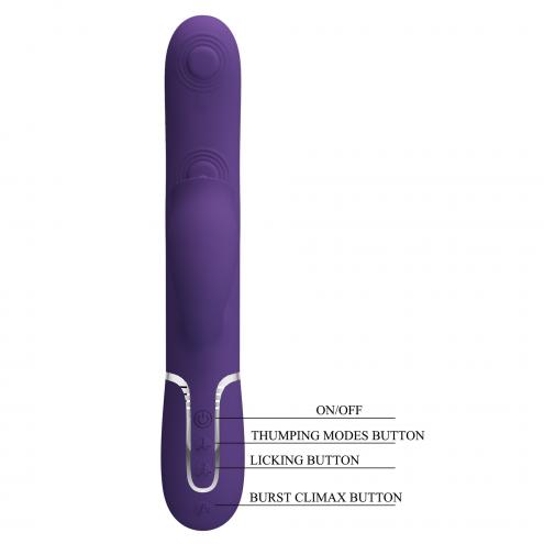 Вибратор PRETTY LOVE Gigi dark purple, 7 thumping functions 7 licking modes