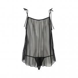 Сорочка прозора бебі дол MELANIA CHEMISE black L/XL - Passion, трусики - 2