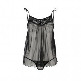 Сорочка прозора бебі дол MELANIA CHEMISE black L/XL - Passion, трусики - 5