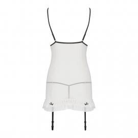 Сорочка прозора з пажами ORIHIME CHEMISE white S/M - Passion - 3