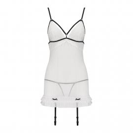 Сорочка прозора з пажами ORIHIME CHEMISE white S/M - Passion - 5