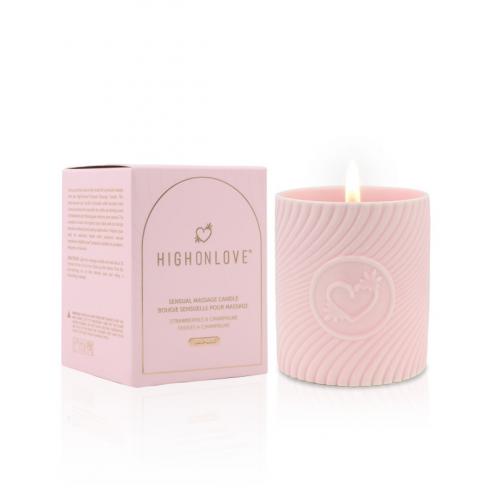 Массажная свеча с ароматом клубники и шампанского Sensual Massage Candle Strawberries Champagne, 250 мл HighOnLove (Канада)