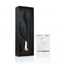 Вібратор чорний з кліторальним кроликом INTY Toys – Peak - 2