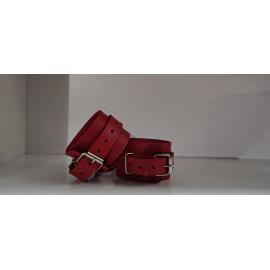 Наручники Кожа Люкс Красные - 1