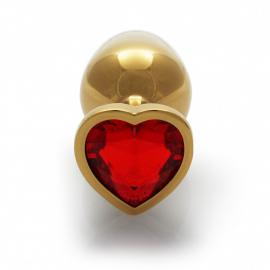 Металева анальна пробка Heart Gem, розмір M колір: золотистий/червоний Ouch! (Нідерланди) - 7