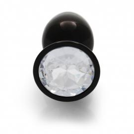 Металева анальна пробка Round Gem, розмір S колір: чорний/білий Ouch! (Нідерланди) - 8