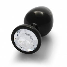 Металева анальна пробка Round Gem, розмір М колір: чорний/білий Ouch! (Нідерланди) - 7