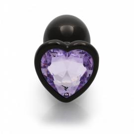Металева анальна пробка Heart Gem, розмір M колір: чорний/фіолетовий Ouch! (Нідерланди) - 4