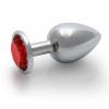 Металева анальна пробка Round Gem, розмір М колір: сріблястий/червоний Ouch! (Нідерланди)