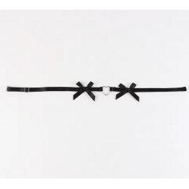 Підтяжка чорна резинка з бантиками та металевим серцем - 3