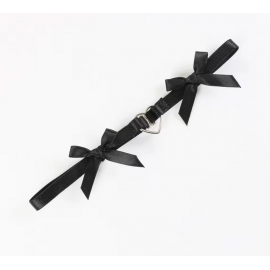 Підтяжка чорна резинка з бантиками та металевим серцем - 4