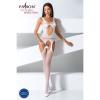 Бодістокінг Passion BS057 white, комбінезон, імітація панчох та пояса