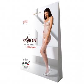 Бодістокінг Passion BS071 white, комбінезон на бретелях - 4