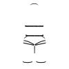 Комплект белья Passion Exclusive MORGAN SET OpenBra S/M, black, стрэпы, трусики, лиф, пояс