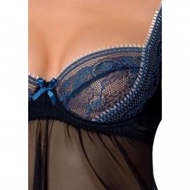 Сорочка бебі дол прозора GISELE CHEMISE black S/M - Passion Exclusive - 4