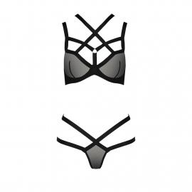 Комплект белья Passion Exclusive HAGAR SET XXL/XXXL, black, стрепы, трусики и лиф - 4
