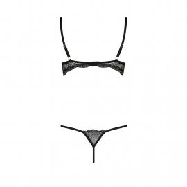 Комплект белья Passion Exclusive VALERY SET OpenBra L/XL, black, стрепы, трусики, открытый лиф - 6