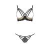 Комплект белья Passion Exclusive VALERY SET OpenBra S/M, black, стрепы, трусики, открытый лиф
