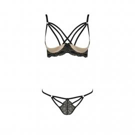 Комплект белья Passion Exclusive VALERY SET OpenBra XXL/XXXL, black, стрепы, трусики, открытый лиф - 5