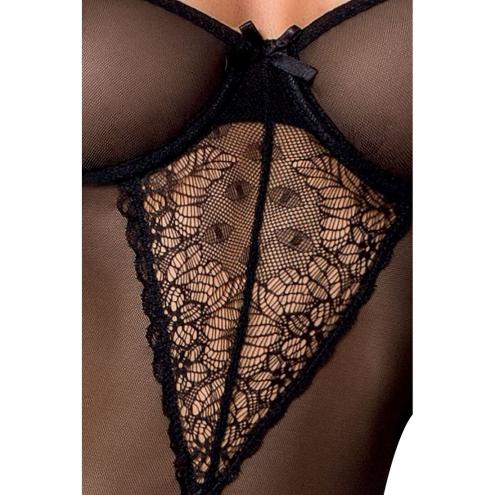 Корсет с пажами VELIA CORSET black L/XL - Passion Exclusive