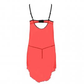 Комплект CHERRY CHEMISE red: Прозорий пеньюар з відкритими грудьми та трусики, S/M - Passion Exclusive - 5