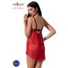 Комплект CHERRY CHEMISE red: Прозрачный пеньюар с открытой грудью и трусики, S/M - Passion Exclusive