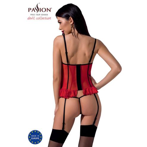 Корсет с открытой грудью CHERRY CORSET red S/M - Passion Exclusive