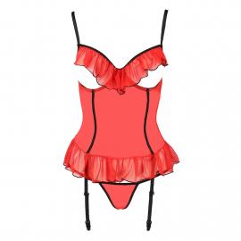 Корсет з відкритими грудьми CHERRY CORSET red S/M - Passion Exclusive - 3