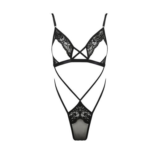 Боди монокини с открытой грудью DIABOLINA BODY black S/M - Passion