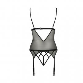 Корсет с открытой грудью DIABOLINA CORSET black S/M - Passion - 5
