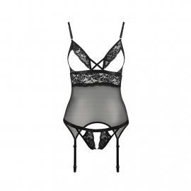 Корсет с открытой грудью DIABOLINA CORSET black S/M - Passion - 3