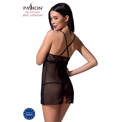 Прозрачная сорочка приталенная QUENTRIS CHEMISE black S/M - Passion Exclusive