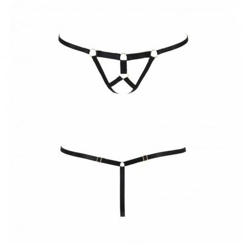 Трусики стринги из стреп Passion Exclusive ARMANDA THONG S/M, black