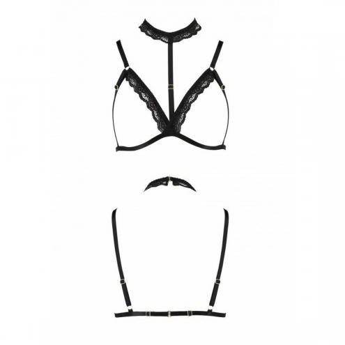 Бюстгальтер-стрепы с чокером Passion Exclusive SHELLY BRA L/XL, black