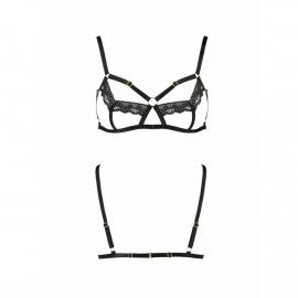 Бюстгальтер-стрепы с кружевом Passion Exclusive SOLON BRA S/M, black - 5
