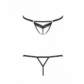 Відверті трусики-стрепи з мереживом Passion Exclusive SOLON THONG S/M, black - 3
