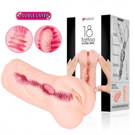Мастурбатор-вагина двухслойный Kokos Tattoo Double Layer - 5