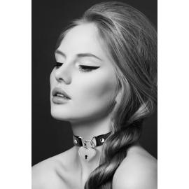 Чокер із замочком-сердечком Bijoux Pour Toi - HEART LOCK Black, екошкіра - 1