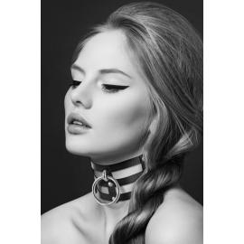Чокер потрійний з кільцем для повідця Bijoux Pour Toi - FETISH, екошкіра - 1