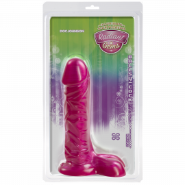 Фалоімітатор Doc Johnson Radiant Gems 7 Inch Ballsy Fuchsia, антибактеріальний ПВХ - 4
