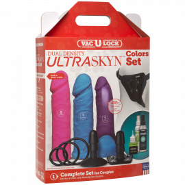 Набір для страпону Doc Johnson Vac-U-Lock Dual Density UltraSKYN Colors Set, діаметр 3х4,5см - 5