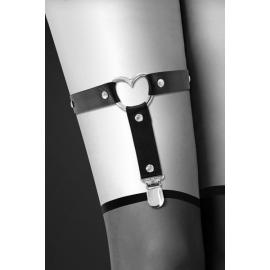 Гартер на ногу Bijoux Pour Toi - WITH HEART Black, сексуальна підв'язка із серцем, екошкіра - 3