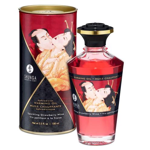 Разогревающее масло Shunga Aphrodisiac Warming Oil - Sparkling Strawberry Wine (100 мл)