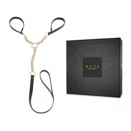 Наручники з повідцем Indiscrets MAZE - T-Restraints Black - 3