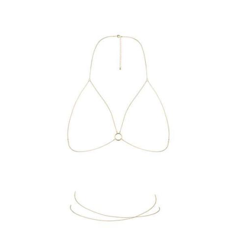 Цепочка портупея Bijoux Indiscrets Magnifique Bra Chain - Gold, украшение на тело