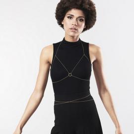 Цепочка портупея Bijoux Indiscrets Magnifique Bra Chain - Gold, украшение на тело - 1