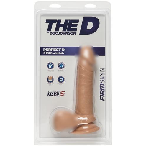 Фаллоимитатор Doc Johnson The D - Perfect D - 7 Inch With Balls - FIRMSKYN, диаметр 4,5см