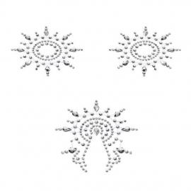 Пэстис из кристаллов Petits Joujoux Gloria set of 3 - Silver, украшение на грудь и вульву - 1
