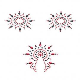 Пестіс із кристалів Petits Joujoux Gloria set of 3 - Black/Red, прикраса на груди та вульву - 1